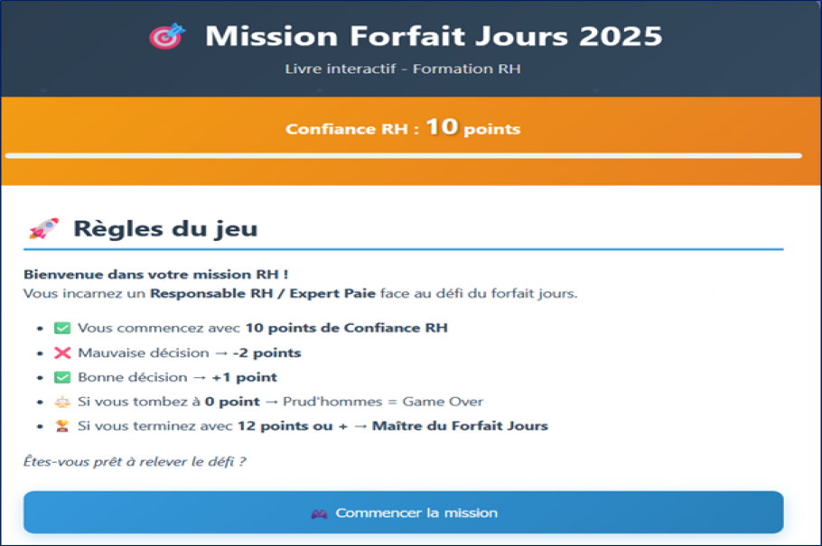 Mission forfait jours 2025