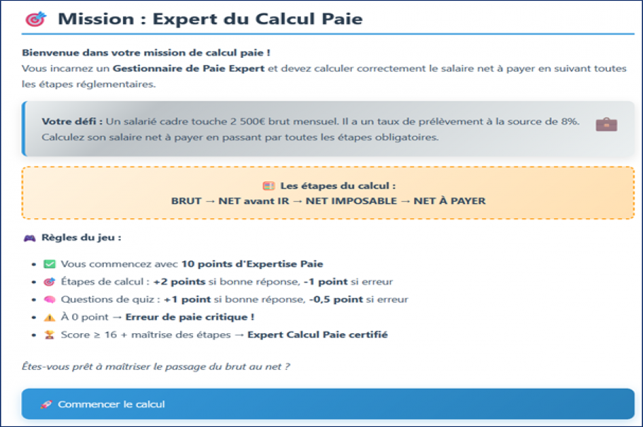 Mission bulletin de paie : Passage du Brut au Net