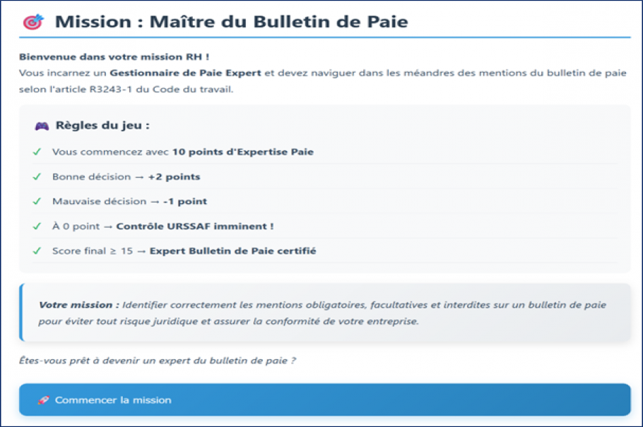 Mission bulletin de paie 2025